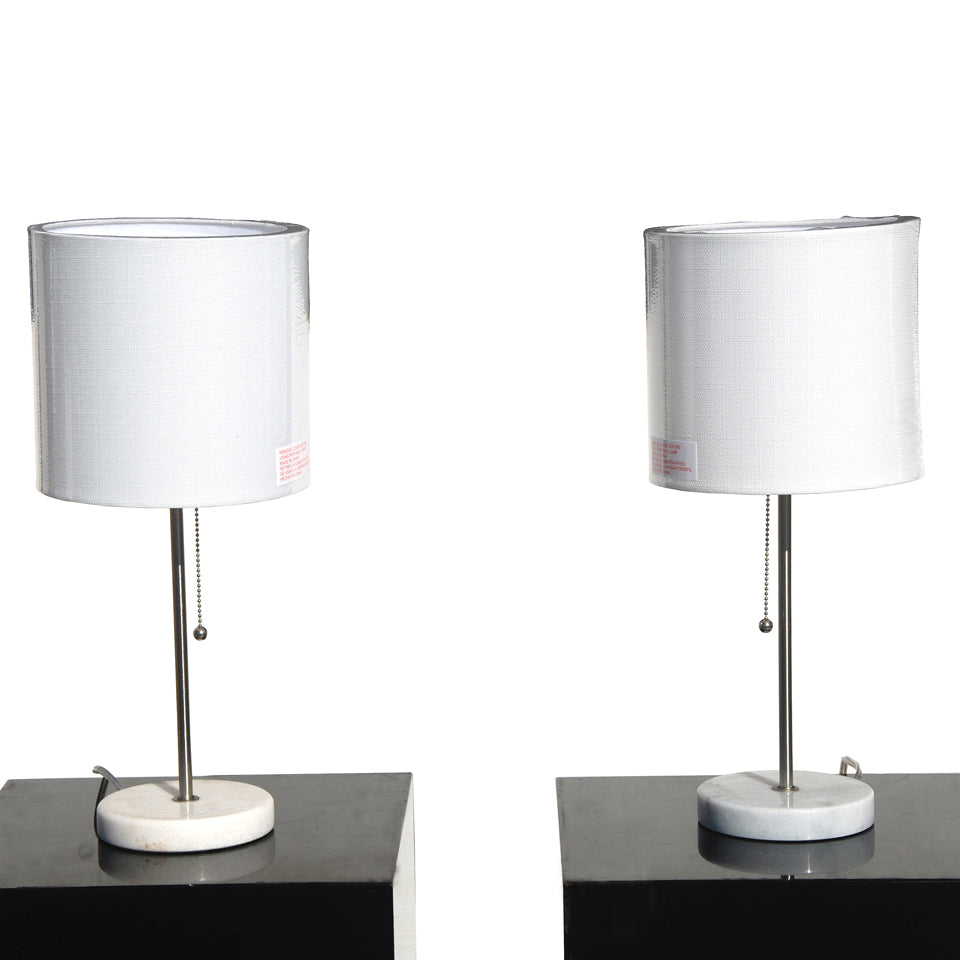 19.25 in. Stick Table Lamp – Brushed Nickel Finish w/marble base (MR15743)