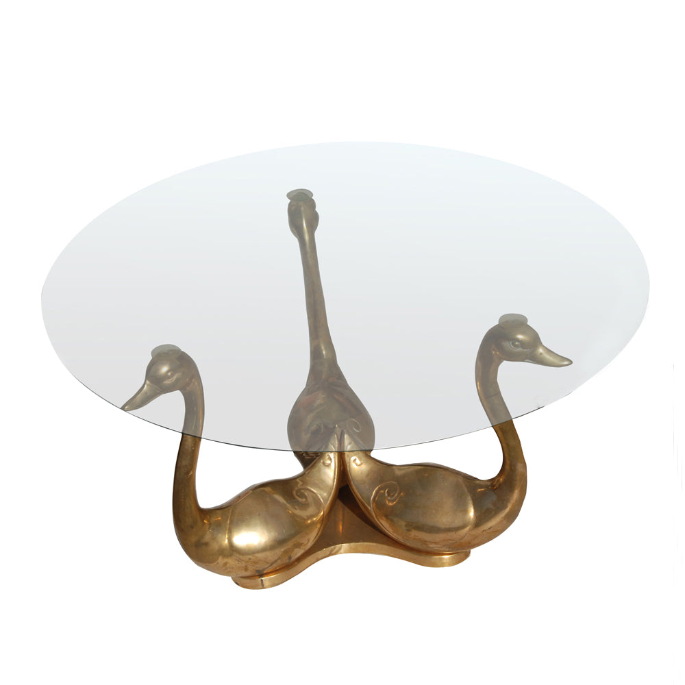 32″ Maison Jansen Style Bronze Swan Cocktail Table
