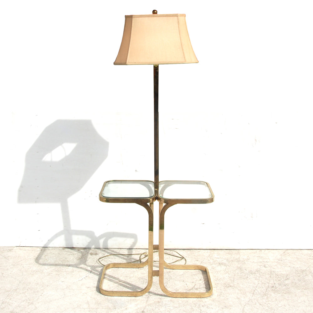 60″ Brass Floor Lamp with Glass Top Stand (MR15797)