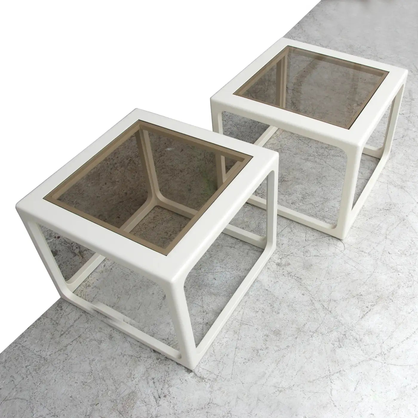 Pair Modern Laquered Side Tables