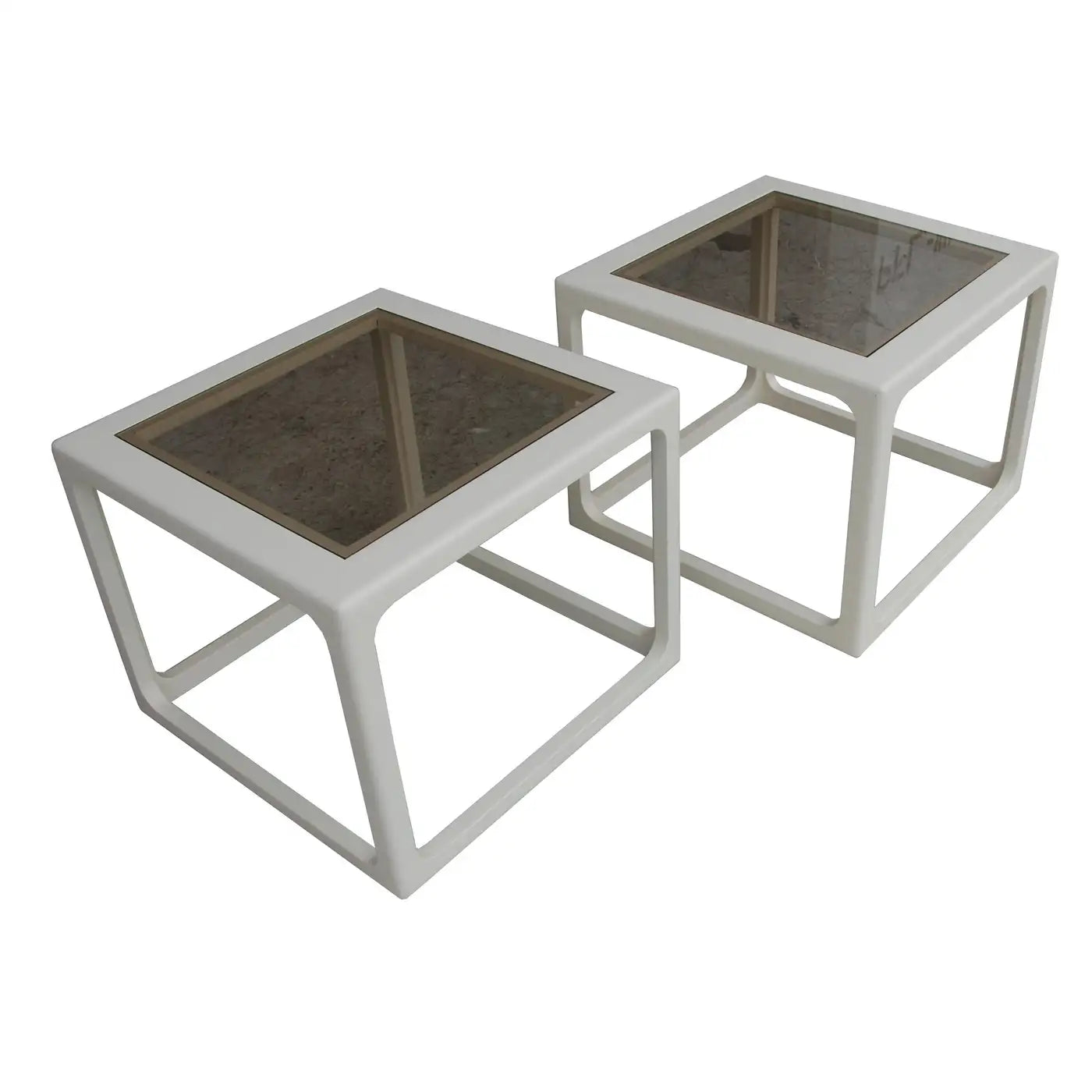Pair Modern Laquered Side Tables