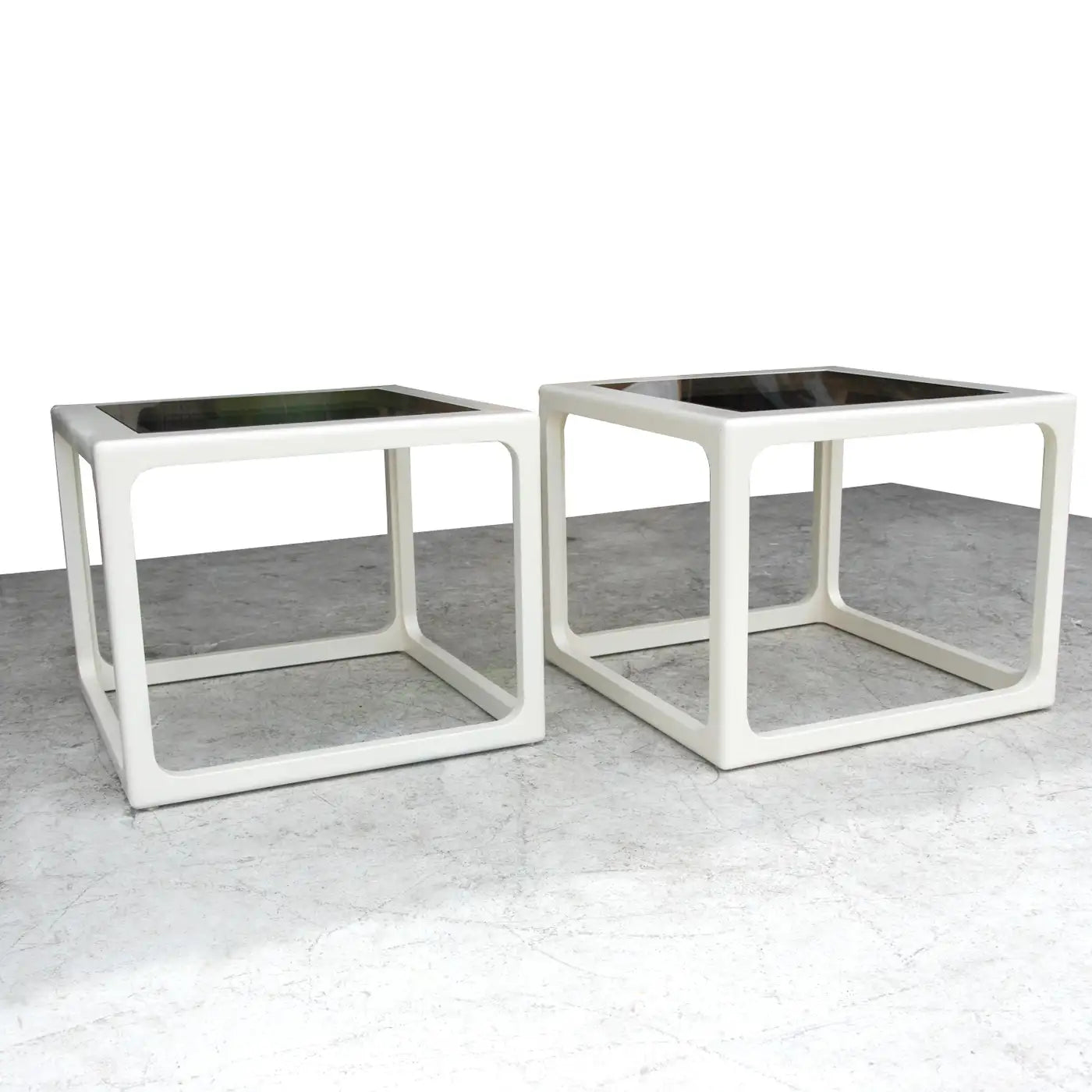 Pair Modern Laquered Side Tables