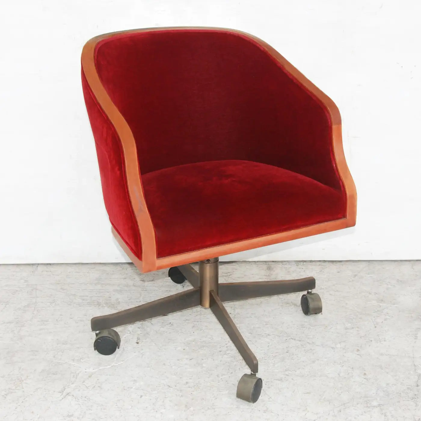 Ward Bennett Oak Mohair Executive Chair Bronze Base (MR15853)