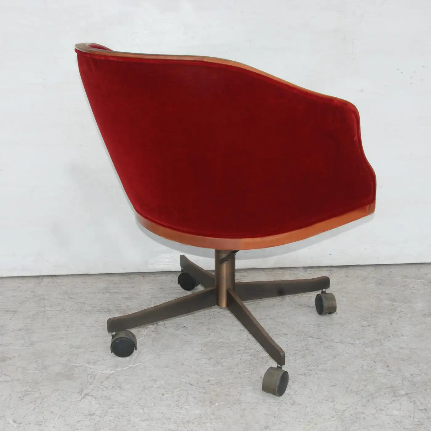 Ward Bennett Oak Mohair Executive Chair Bronze Base (MR15853)