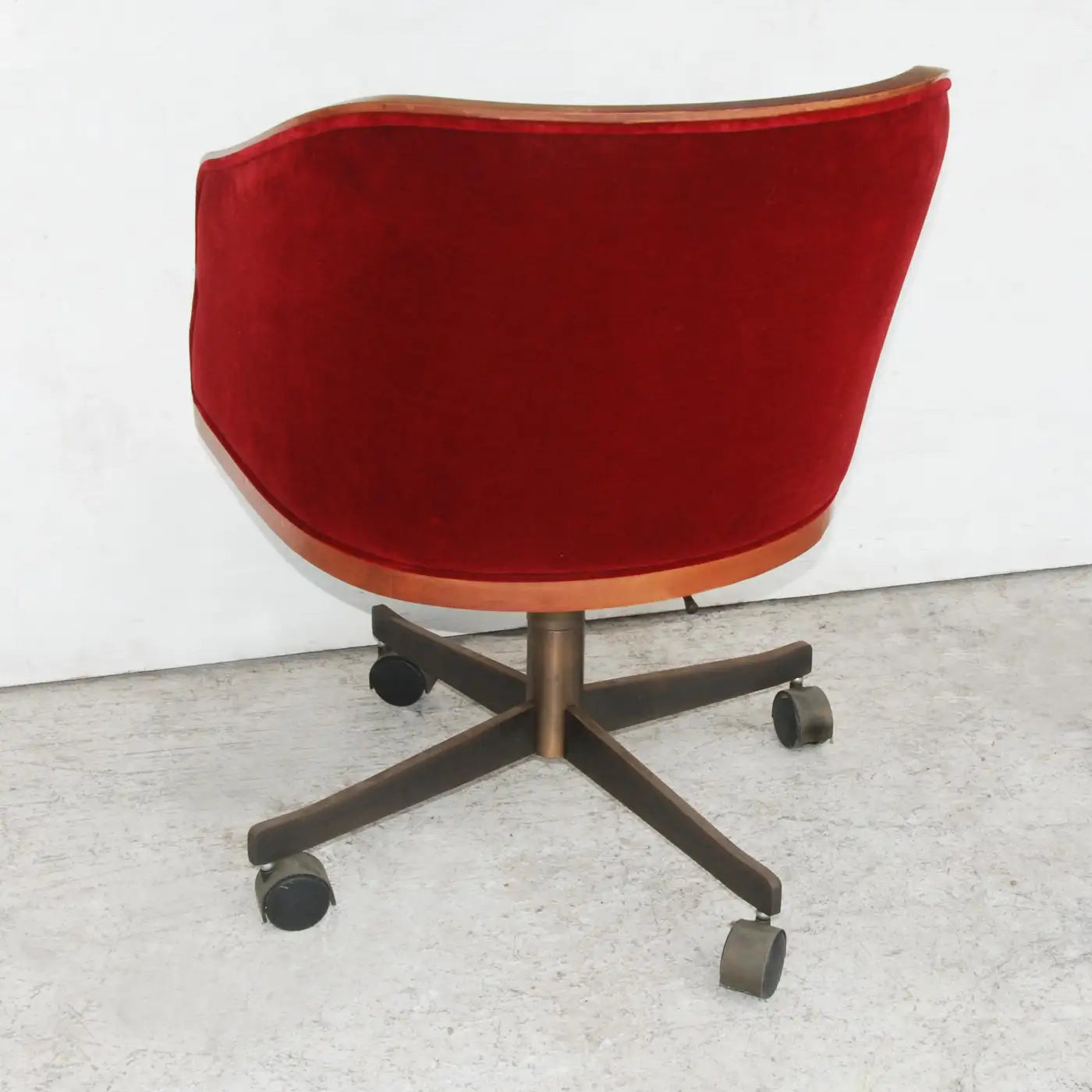 Ward Bennett Oak Mohair Executive Chair Bronze Base (MR15853)