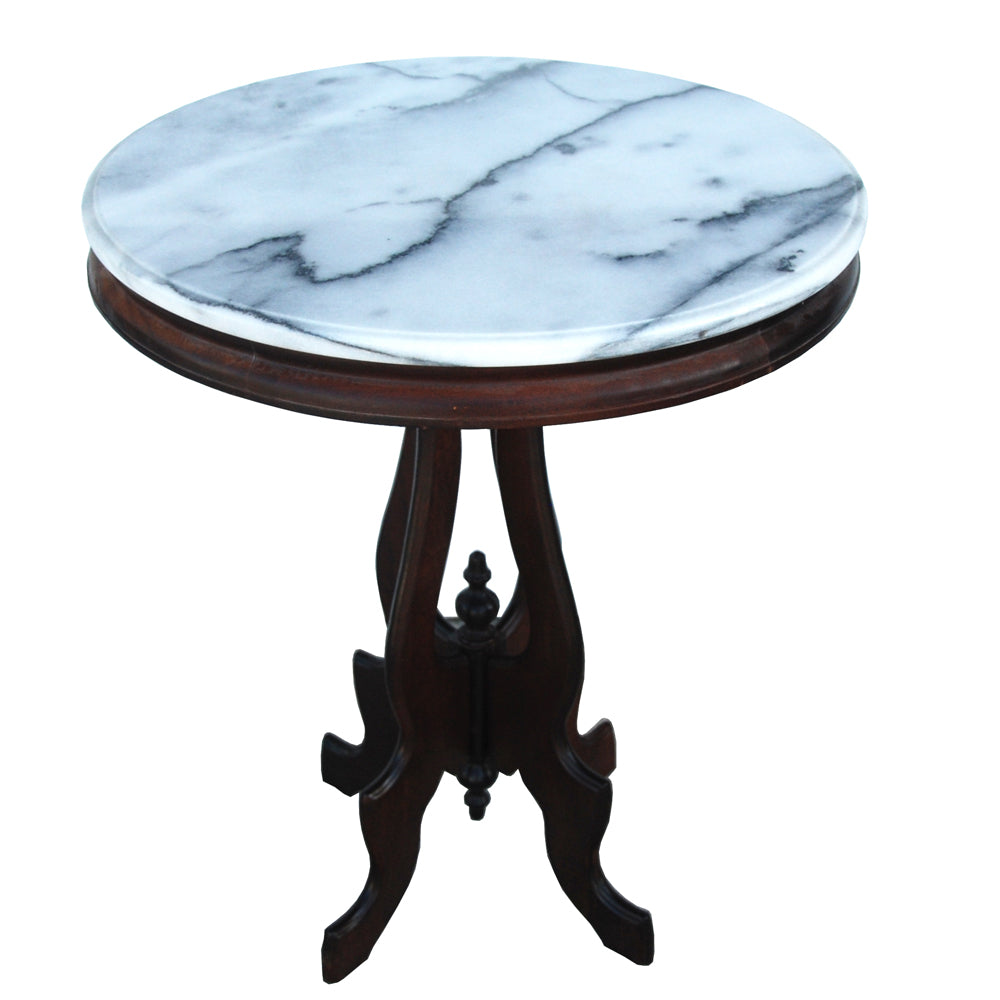 Victorian Eastlake Marble-Top Pedestal Side Table