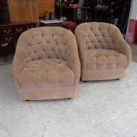 Pair of Geiger Tufted Club Chairs