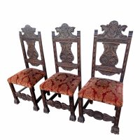 Three Vintage High Back Chairs