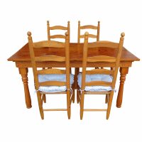 Country style dining set with 1 wooden table and 4 matching chairs