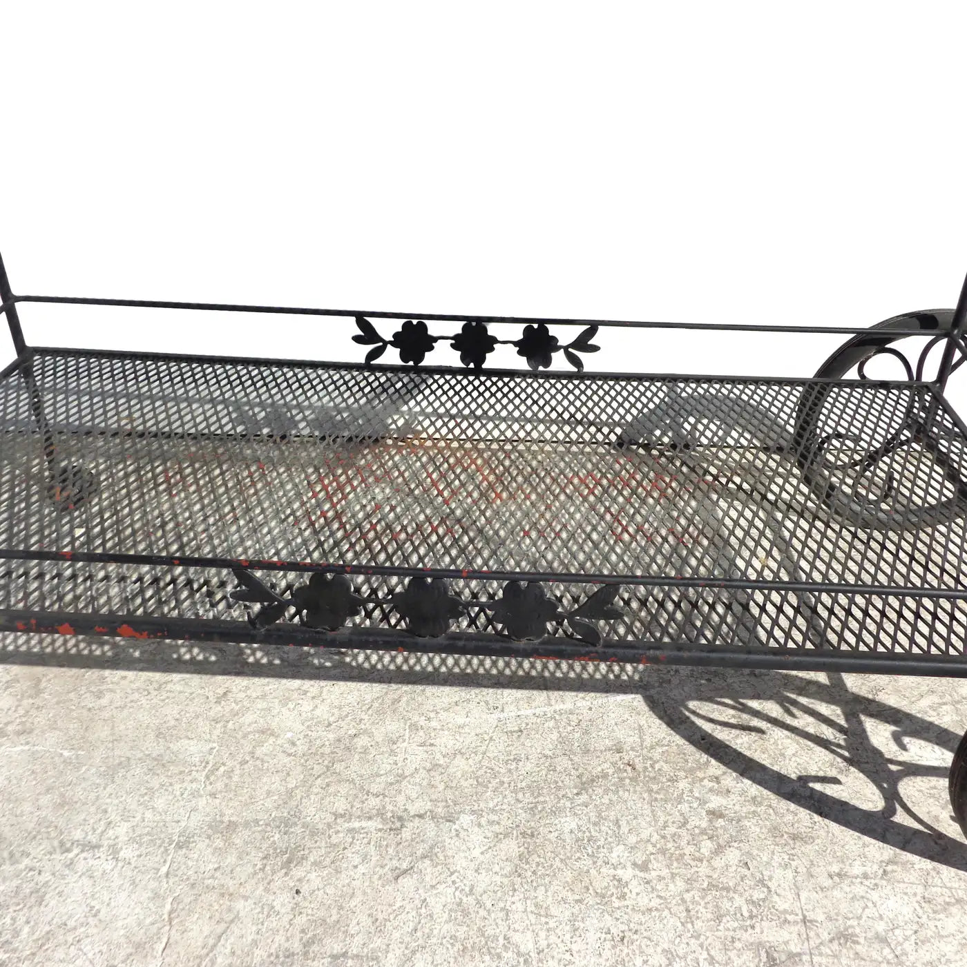 Midcentury metal bar cart with handle