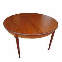 Round Extendable 48.5″ to 56″ Mid Century Dinning Table by G-Plan with Pop-Up Leaves