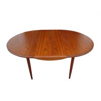Round Extendable 48.5″ to 56″ Mid Century Dinning Table by G-Plan with Pop-Up Leaves
