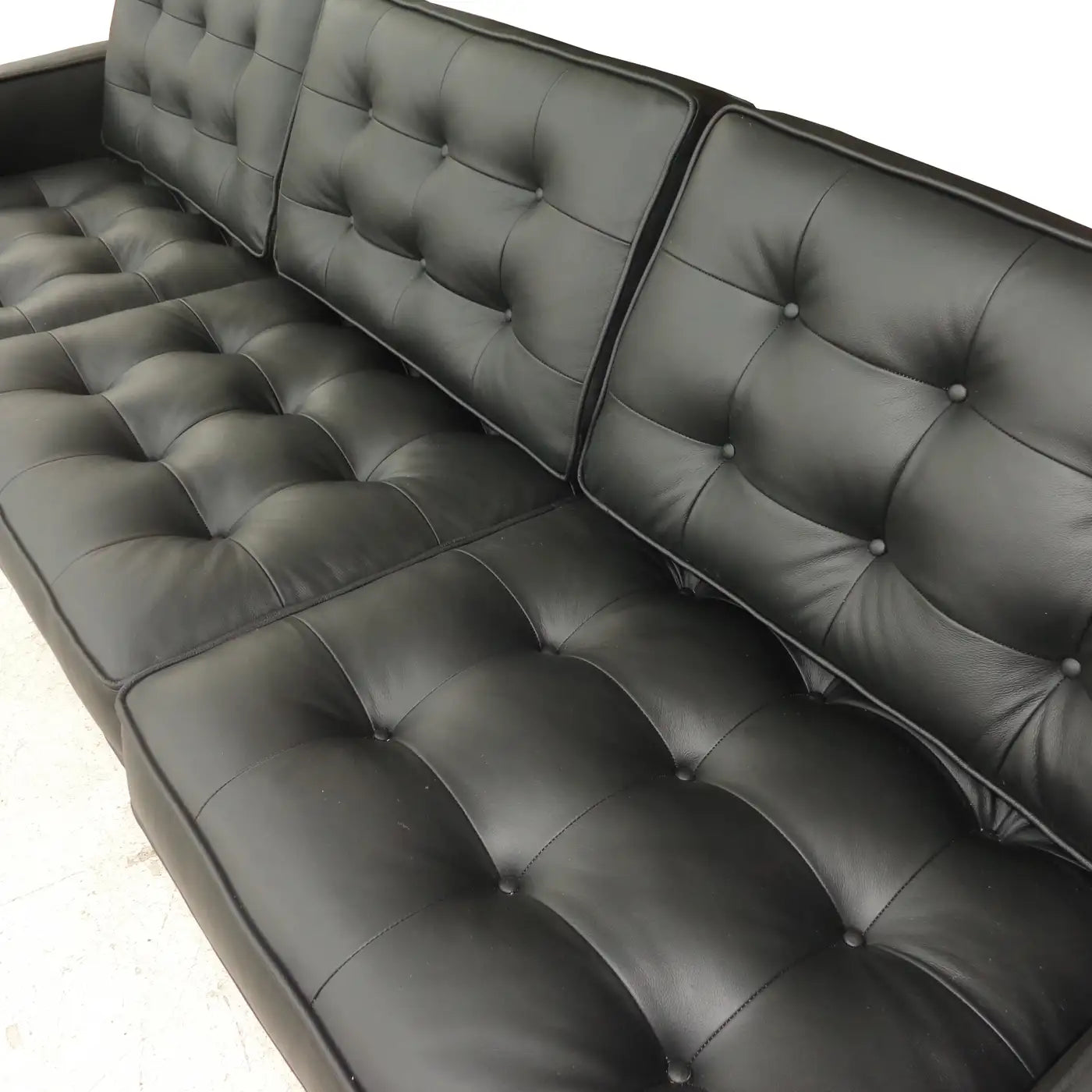 Florence Knoll Black Leather Sofa