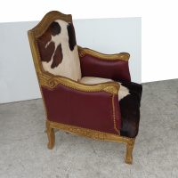 Louis XV Style Lounge Chair in Cowhide
