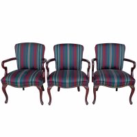 Set of 3 Striped Arm Chairs