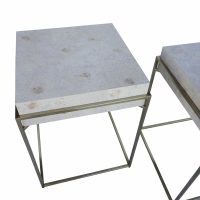 Pair of Wood Finish & Metal Base Side Tables