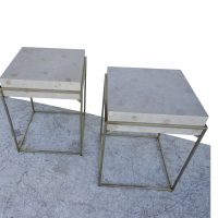 Pair of Wood Finish & Metal Base Side Tables