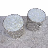 Pair of Round Shell Top End Table