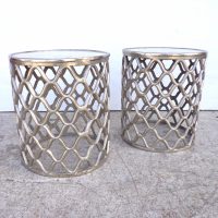 Pair of Round Shell Top End Table