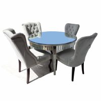 47.5″ Z Gallerie Mirrored Round Table with 4 Chairs
