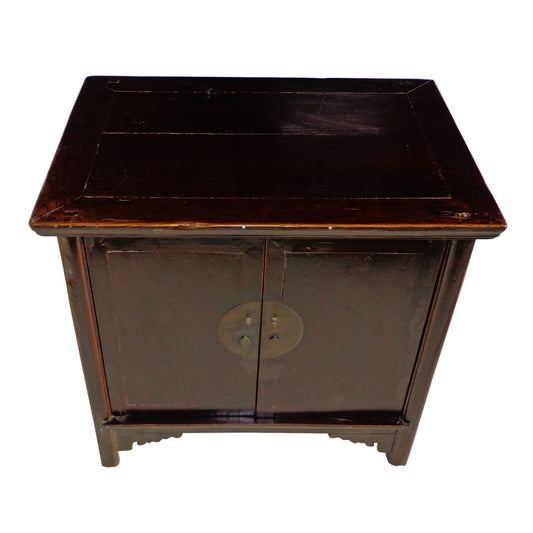 40″ antique Chinese black lacquer cabinet
