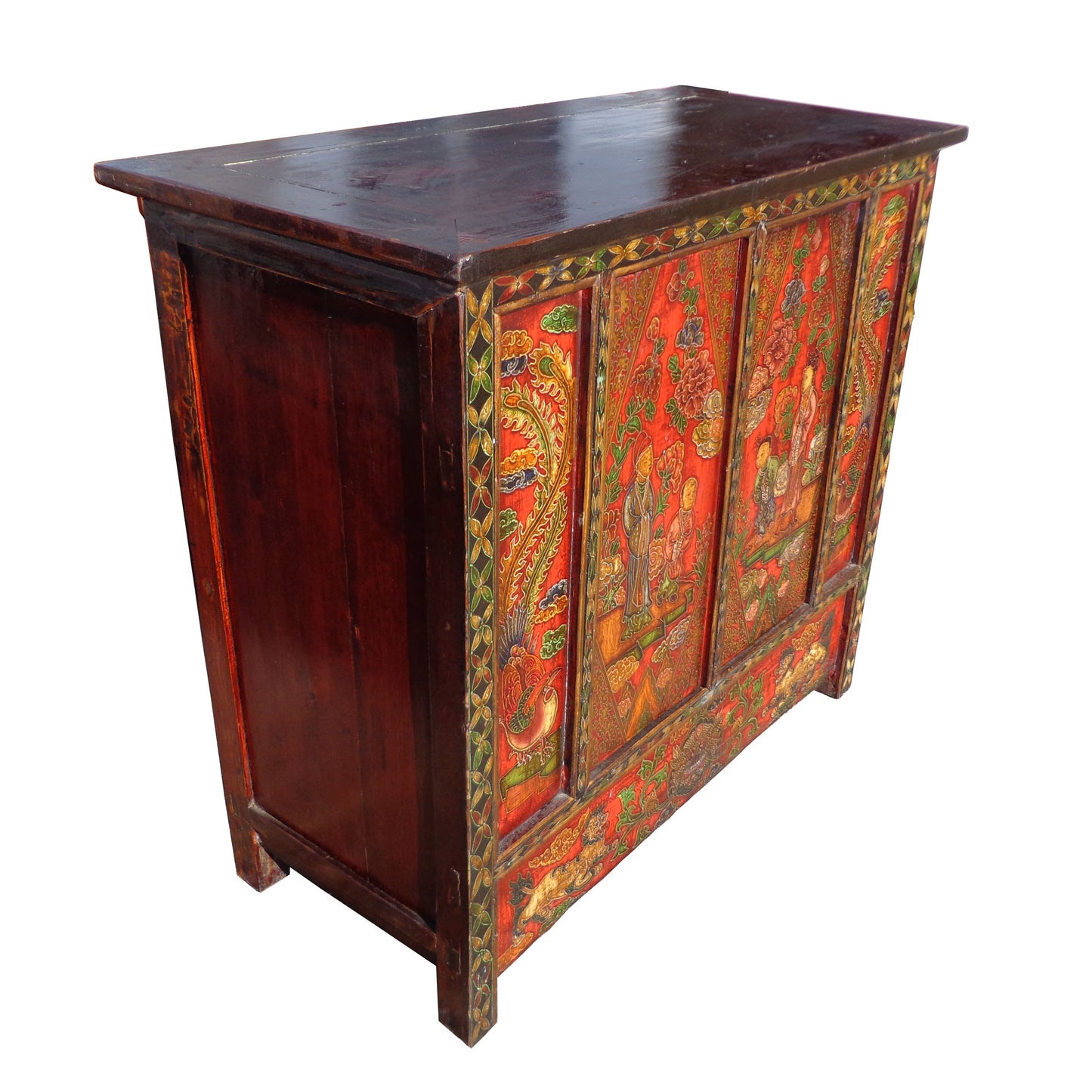 40″ 19th Century Qing Gansu Painted Cabinet (MS10146)