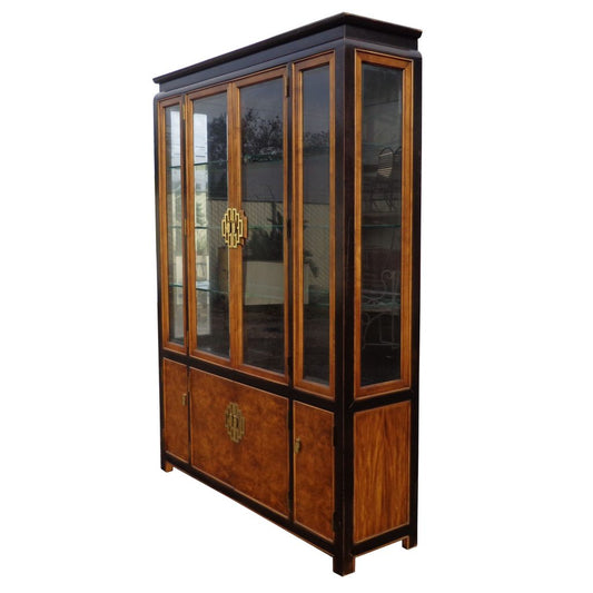 82″ Century china cabinet with glass display and wood finish