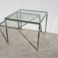 Knoll style Glass Table - Discover modern elegance and minimalist charm with this Chrome End Table, reminiscent of the renowned Knoll style.