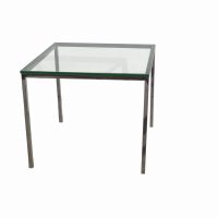 Knoll style Glass Table - Redefine your living space with the contemporary allure of this Glass and Chrome Side Table, a tribute to Knoll's design legacy.