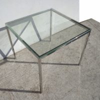 Mid century Modern Knoll style Glass and Chrome Side Table