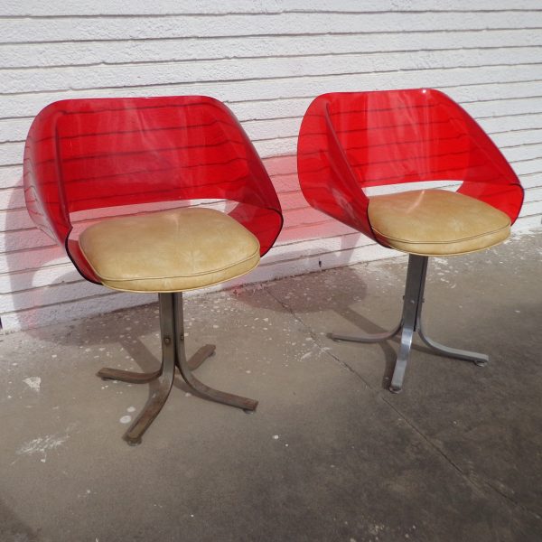 (2) Italian Ribbon Chairs Manner Cesare Leona Acrylic (MR6083)