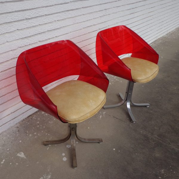 (2) Italian Ribbon Chairs Manner Cesare Leona Acrylic (MR6083)