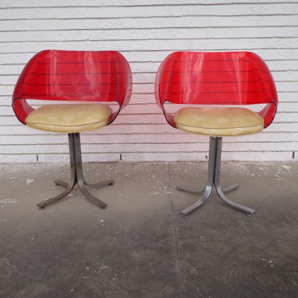 (2) Italian Ribbon Chairs Manner Cesare Leona Acrylic (MR6083)