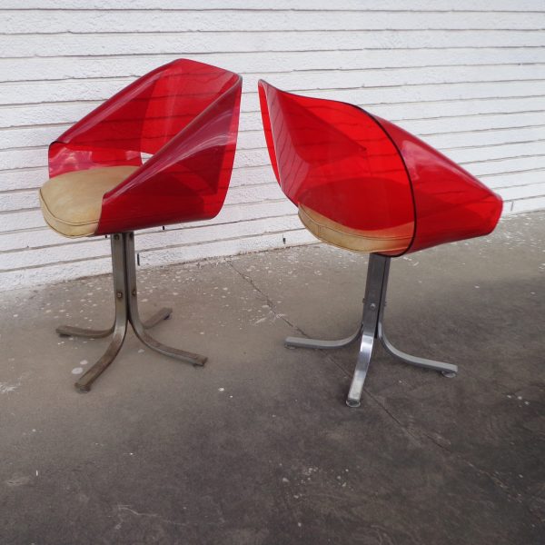 (2) Italian Ribbon Chairs Manner Cesare Leona Acrylic (MR6083)