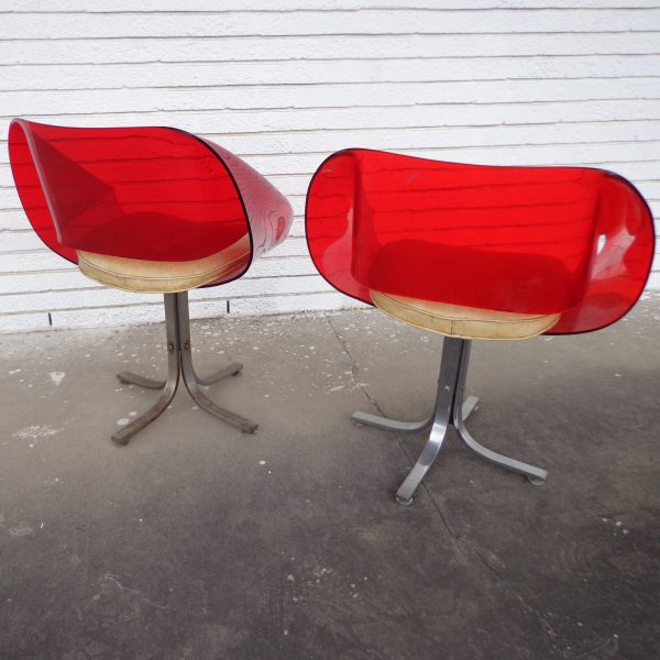 (2) Italian Ribbon Chairs Manner Cesare Leona Acrylic (MR6083)