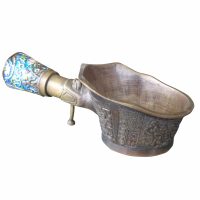 11″ Vintage Chinese Silk / Grain Copper Scoop with Engravement and Hand Painted