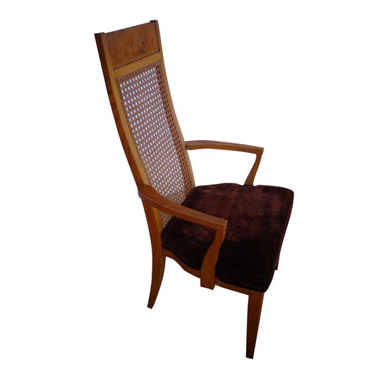 (1) Lane High Back Cane Burl Dining Chairs 8 AVAILABLE