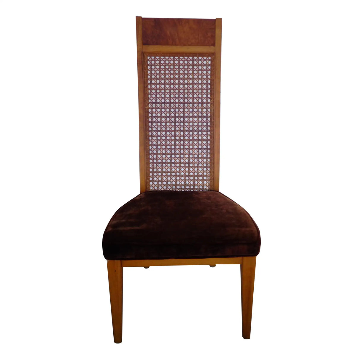 (1) Lane High Back Cane Burl Dining Chairs 8 AVAILABLE