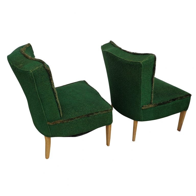 Pair of Vintage Lounge Chairs with Horse Hair Cushions
