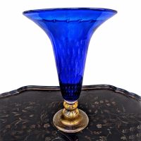 18″ Royal Blue Hand Blown Murano Vase with 24K Gold Flakes