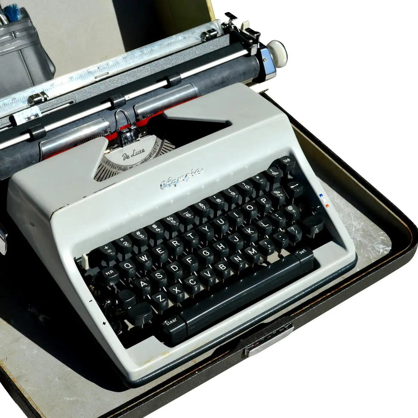 Vintage Olympia De Luxe Portable Typewriter with Carrying Case
