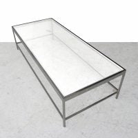 59″ Glass and Chrome Coffee Table
