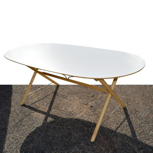 Vintage large dining table with wood finish