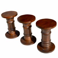 Set of Three 18″ Solid Wood Side Tables / Stools