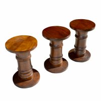 Set of Three 18″ Solid Wood Side Tables / Stools