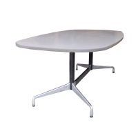 Vintage Eames conference table with racetrack shape in light grey