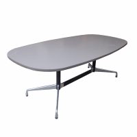 Eames Racetrack Light Grey Conference Table from Herman Miller. Its sleek design and light grey finish create a modern and inviting environment for meetings and discussions.