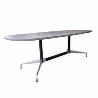 Eames Racetrack Light Grey Conference Table by Herman Miller. Its versatile design and light grey finish complement any office decor, creating a welcoming atmosphere for productive meetings.