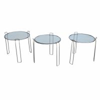 Set of 3 Glass and Chrome Nesting Side Tables