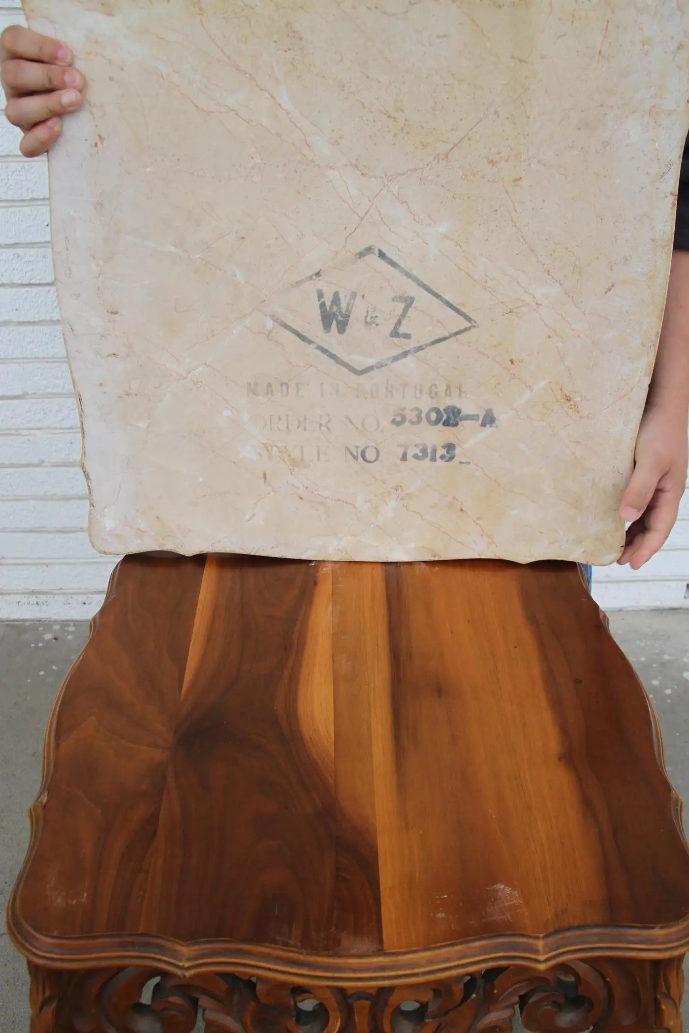 W & Z Rococo Style Marble Entry or Side Table